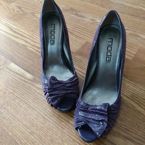 Adorable Purple Peep Toe Heels